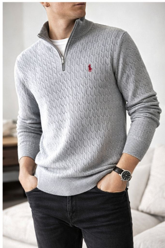 سويتر رجالي بسحاب نصفي – أناقة وراحة يومية