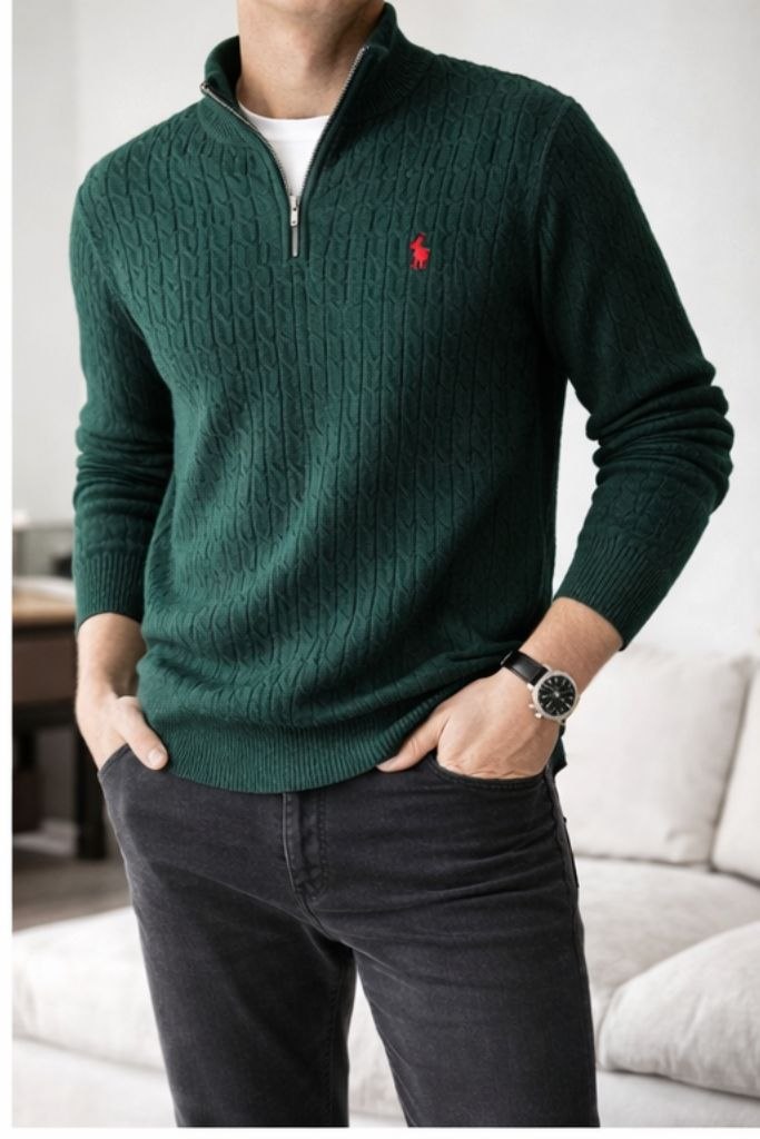 سويتر رجالي بسحاب نصفي – أناقة وراحة يومية