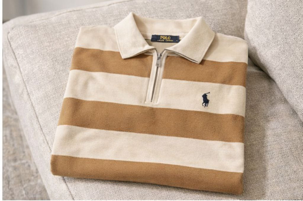 تريكو رجالي مخطّط بسحاب نصفي – ستايل عصري ولبس مريح