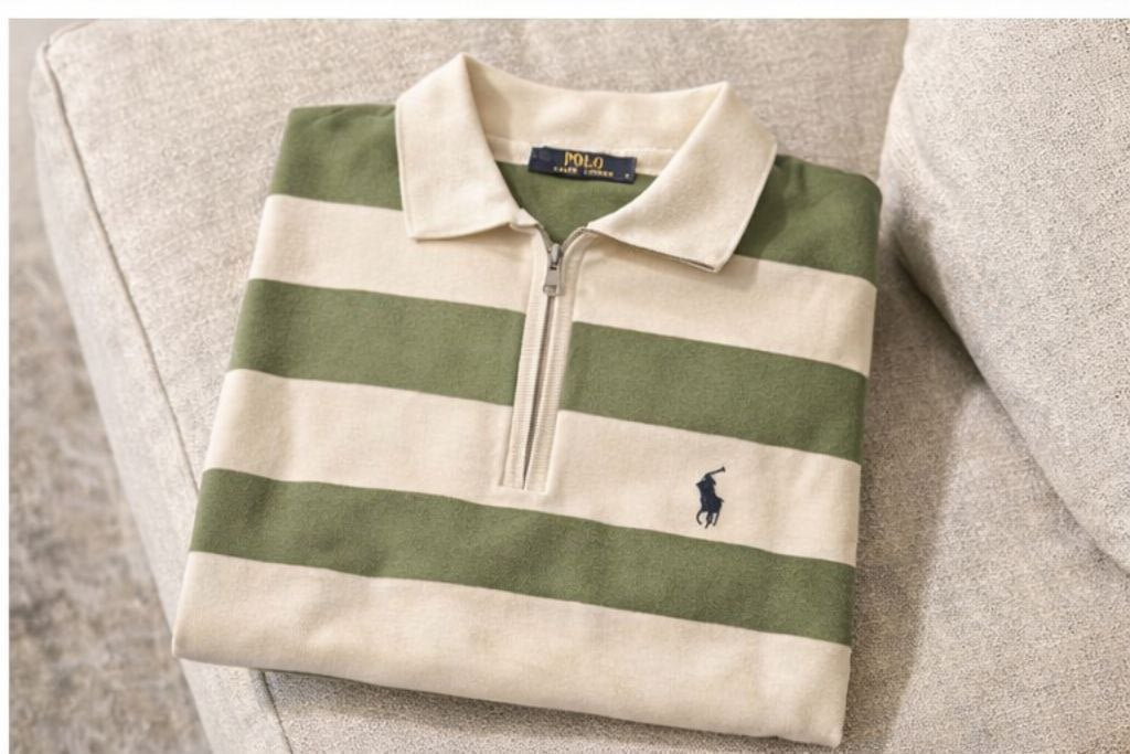 تريكو رجالي مخطّط بسحاب نصفي – ستايل عصري ولبس مريح