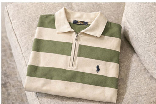 تريكو رجالي مخطّط بسحاب نصفي – ستايل عصري ولبس مريح