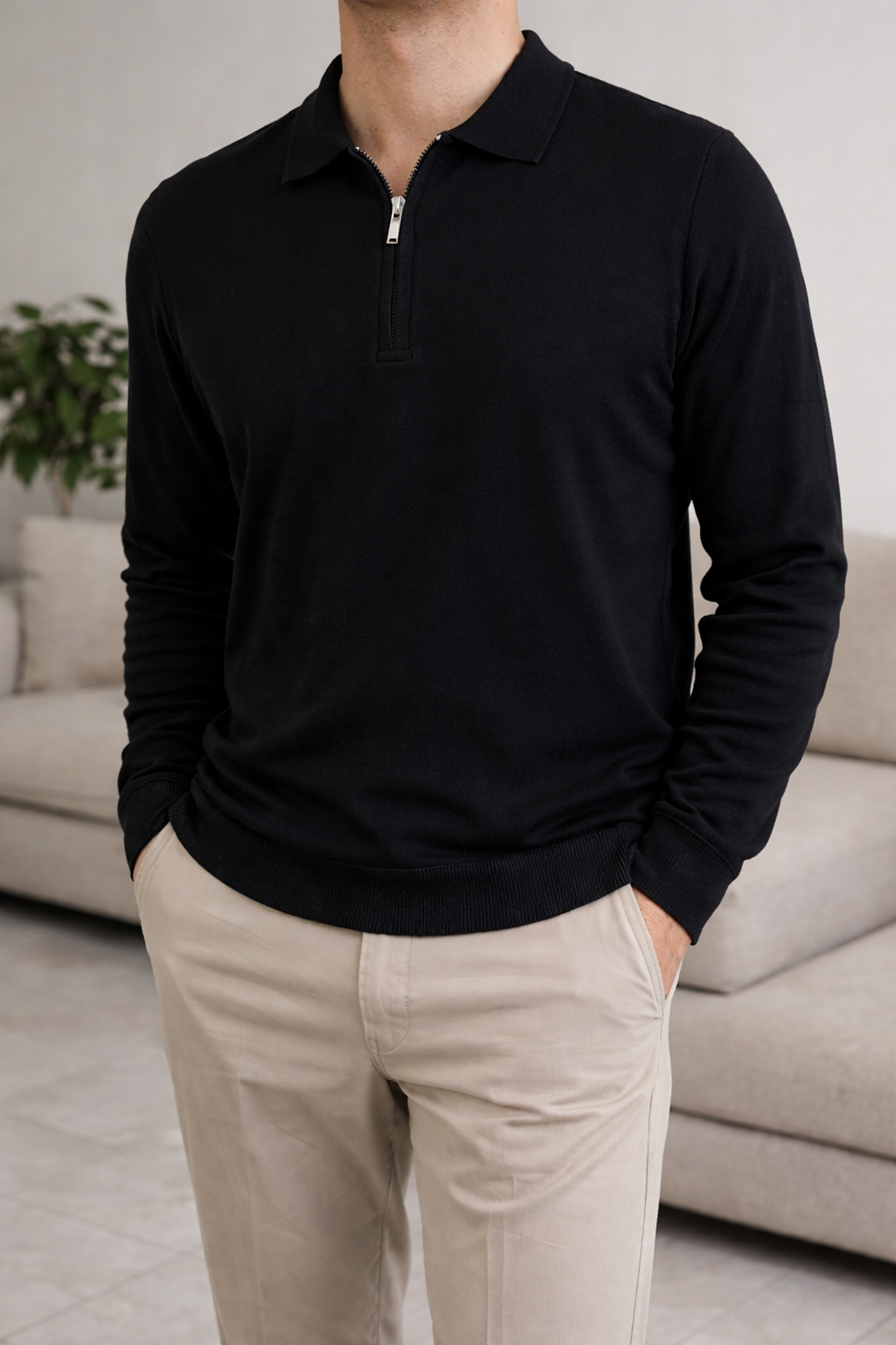 سويتر رجالي بسحاب نصفي – أناقة بسيطة ولبس يومي