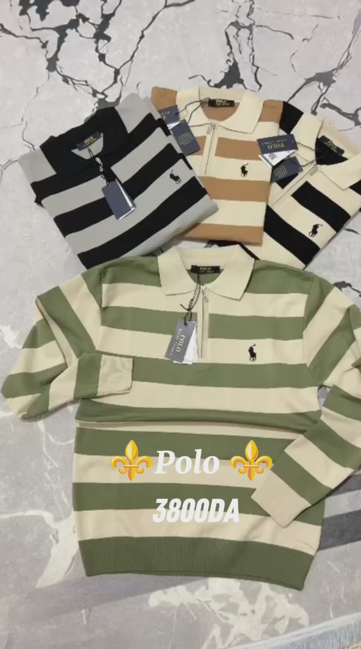 تريكو رجالي مخطّط بسحاب نصفي – ستايل عصري ولبس مريح